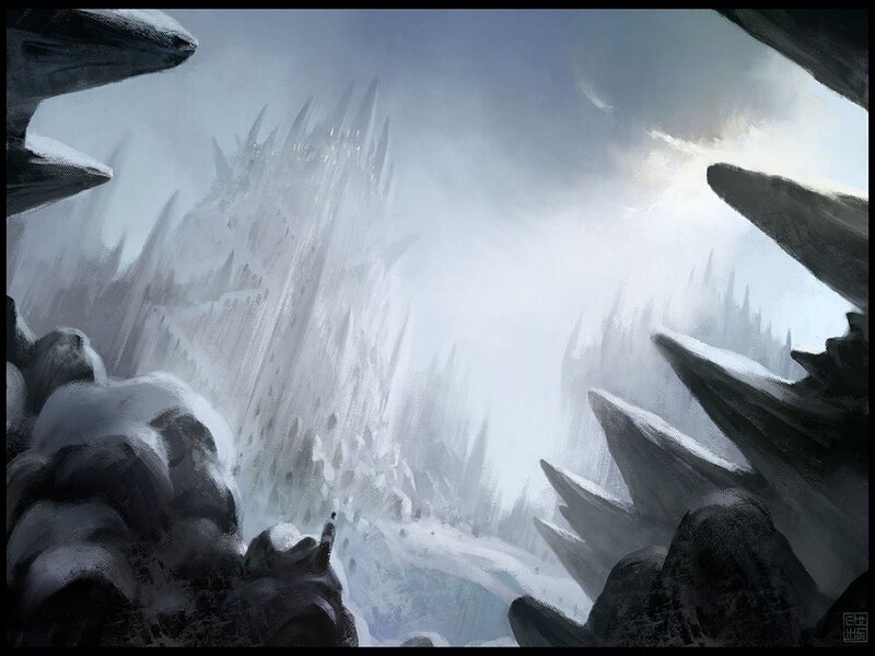 ice castle in a snowy canyon
