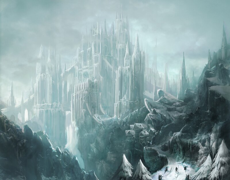 ice castle in a snowy landscape