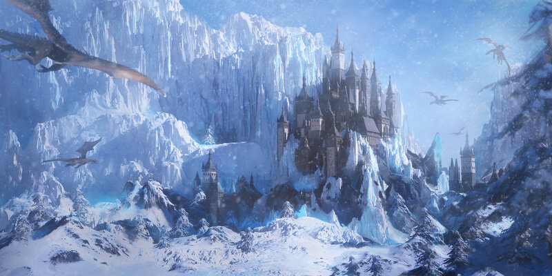 Ice Castle in Mountains — Blue, Cold