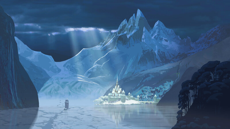 Ice Castle in Mountains — Blue, Dramatic