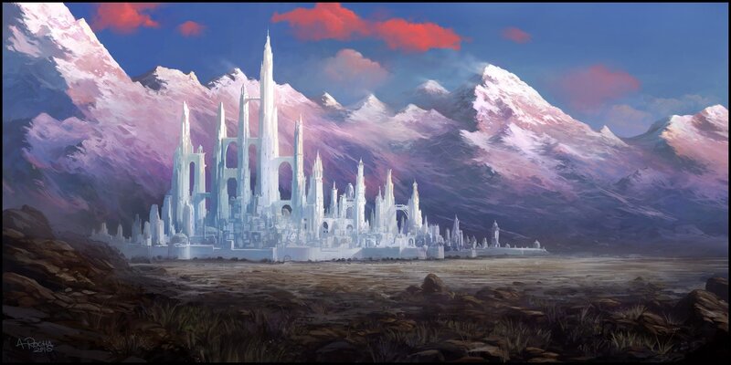 ice castle in mountains