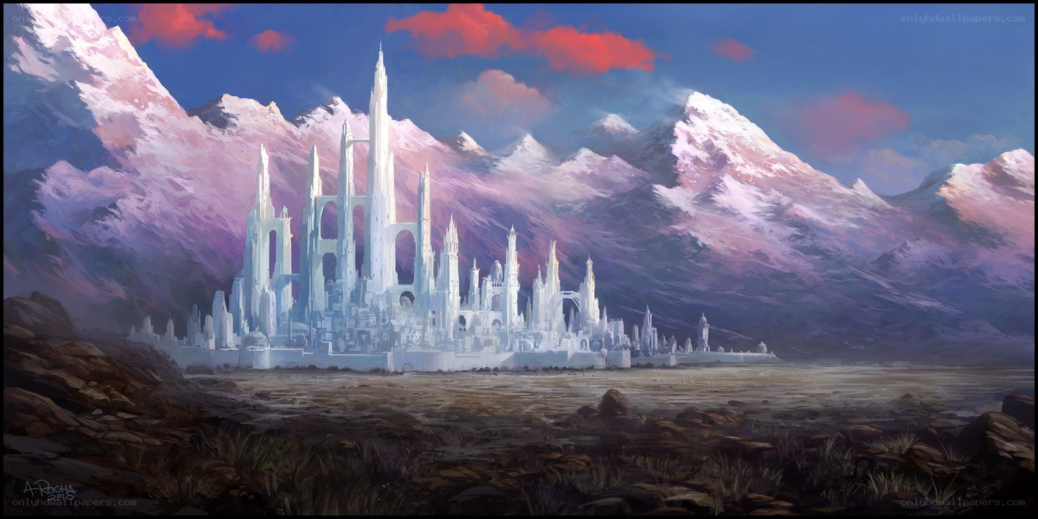 ice castle in mountains