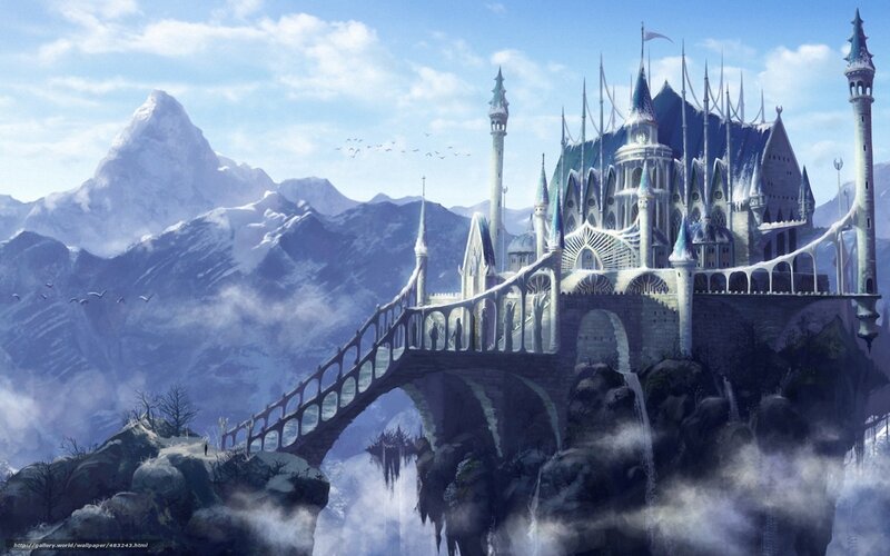 ice castle on a mountain