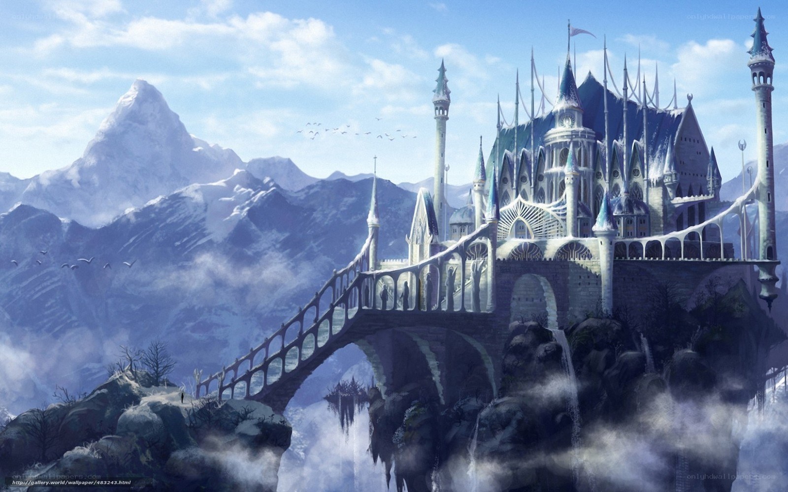 ice castle on a mountain
