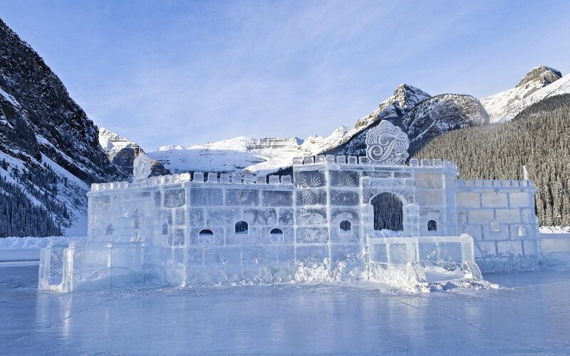 Ice Castle on Frozen Lake — Blue