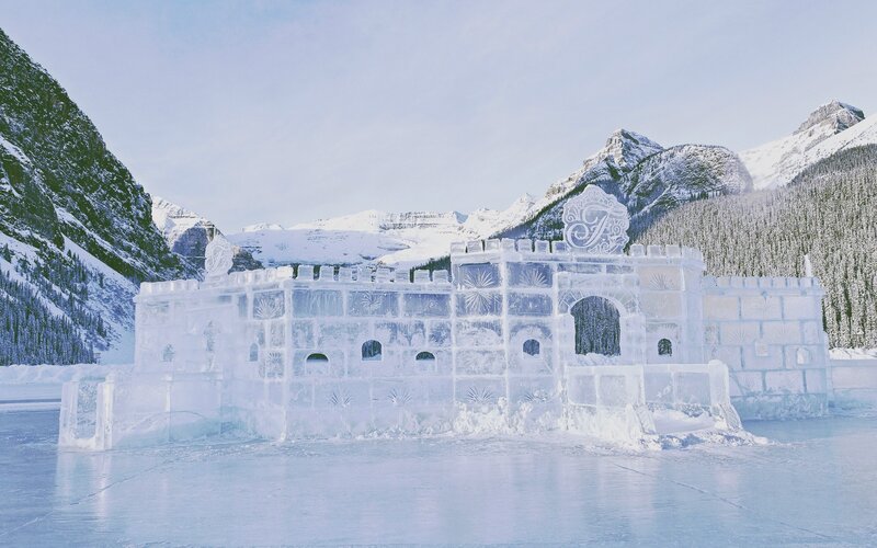 Ice Castle on Frozen Lake — White