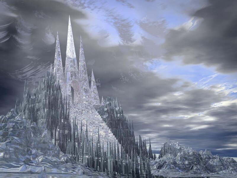 Ice Castle on Mountain — White