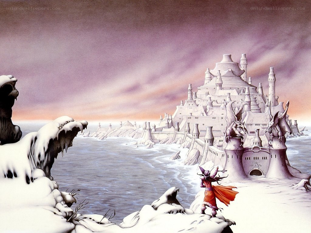 Ice castle on the shore