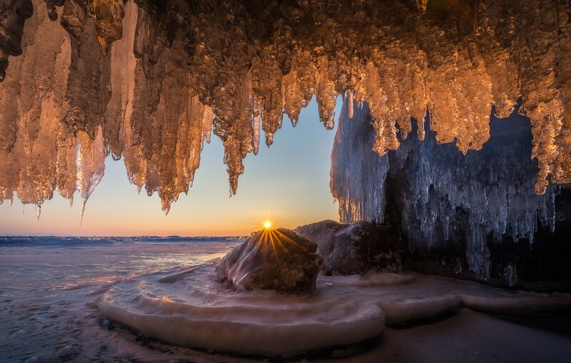 Ice Cave at Sunset — Orange
