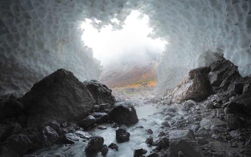 Ice Cave Entrance — White, Dramatic