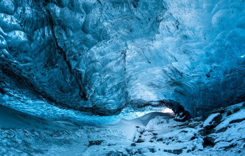 Ice Cave Interior — Blue, Cold, Photograph, Snow