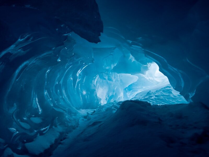Ice Cave Interior — Blue, Dramatic, Photograph, Light