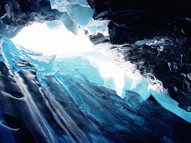 Ice Cave Interior — Blue, Dramatic, Photograph, Rock