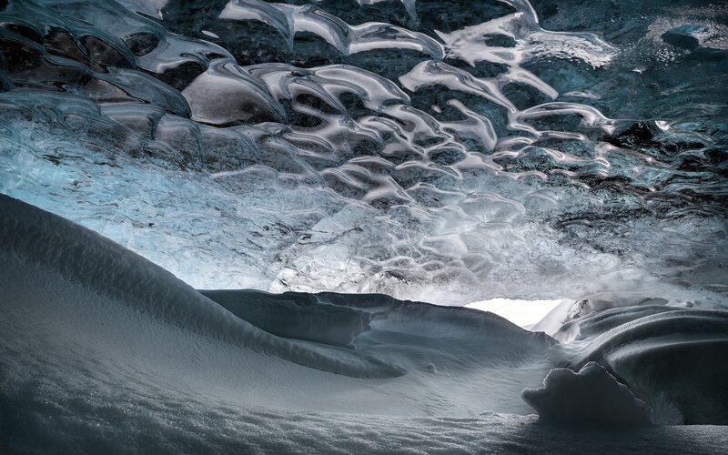 Ice Cave Interior — Blue, Dramatic, Photograph, Snow