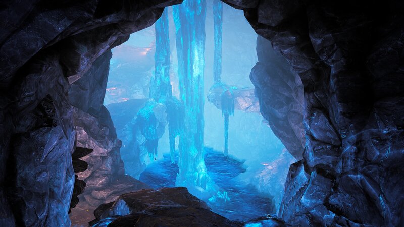 Ice Cave Interior — Blue, Mysterious, 3d Render