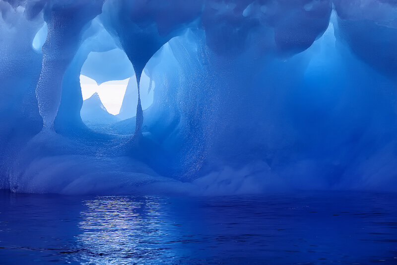 Ice Cave Interior — Blue, Serene, Photograph, Water