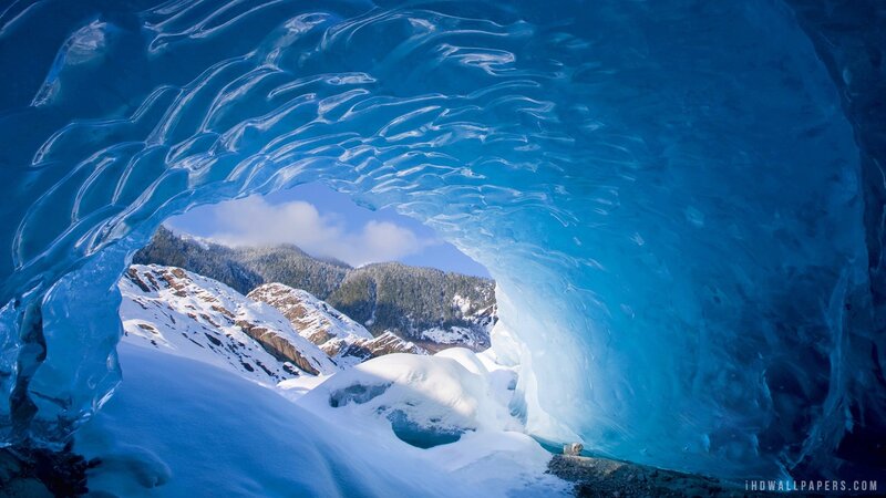 Ice Cave Interior — Blue, Serene, Winter, Photograph