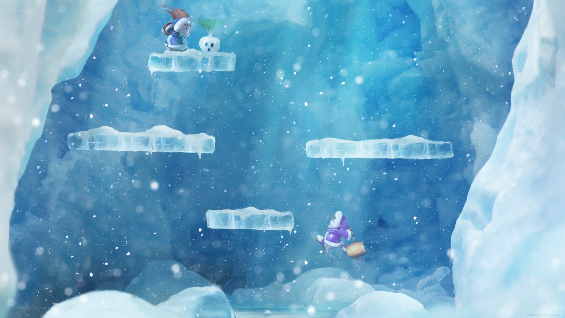 ice cave platforming scene