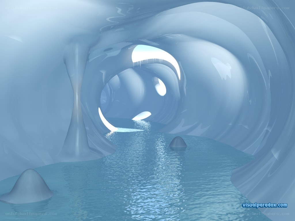 ice cave tunnel with water