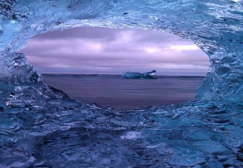 Ice Cave View of Sea