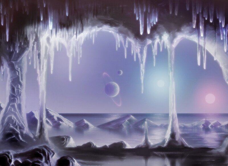 Ice Cave with Alien Planets — Purple