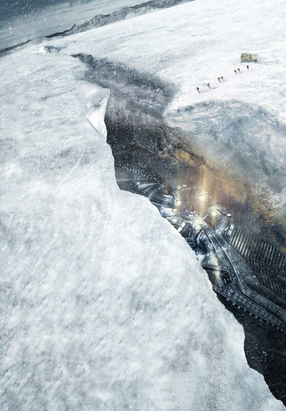 Ice cave with alien structure