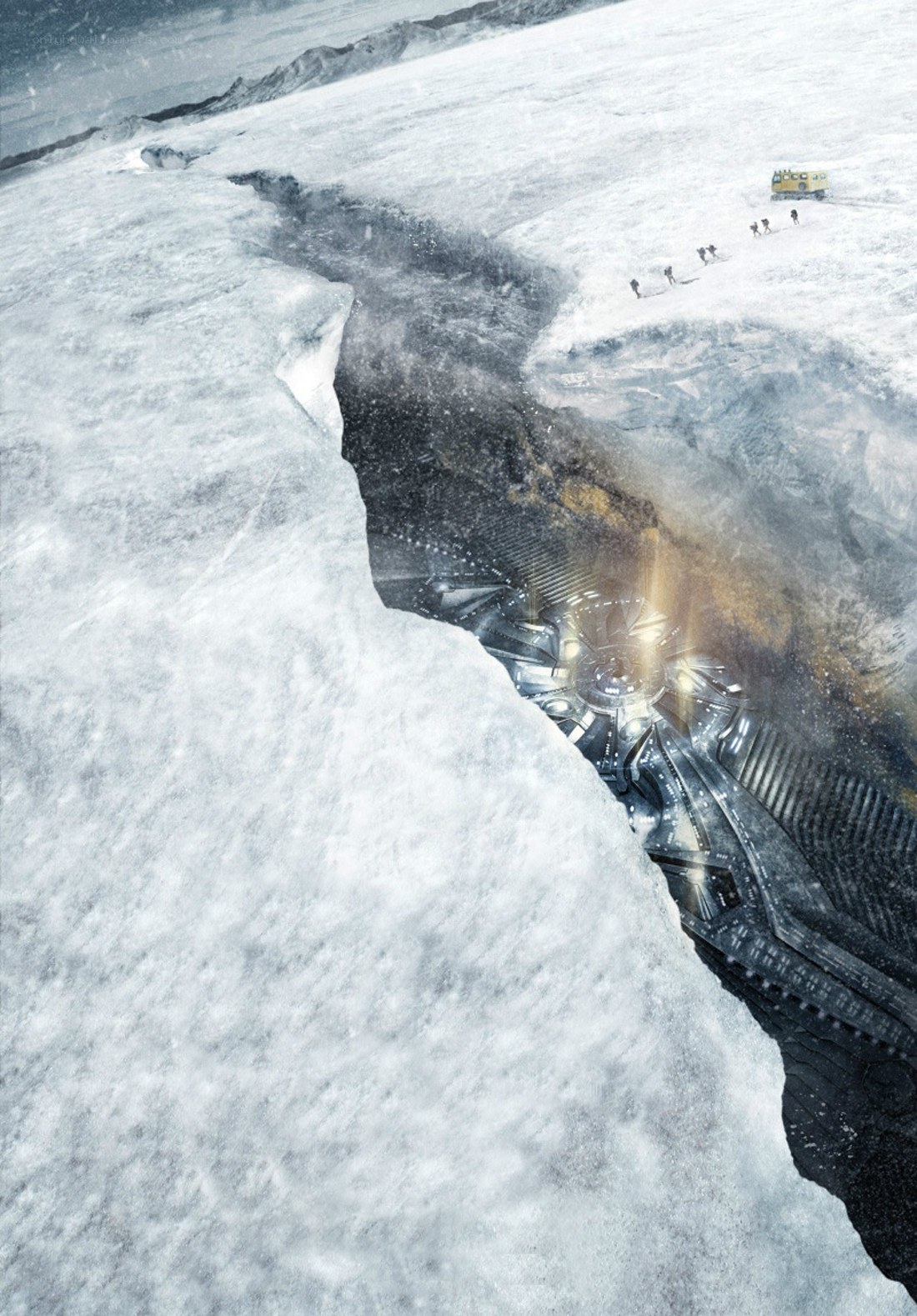 Ice cave with alien structure