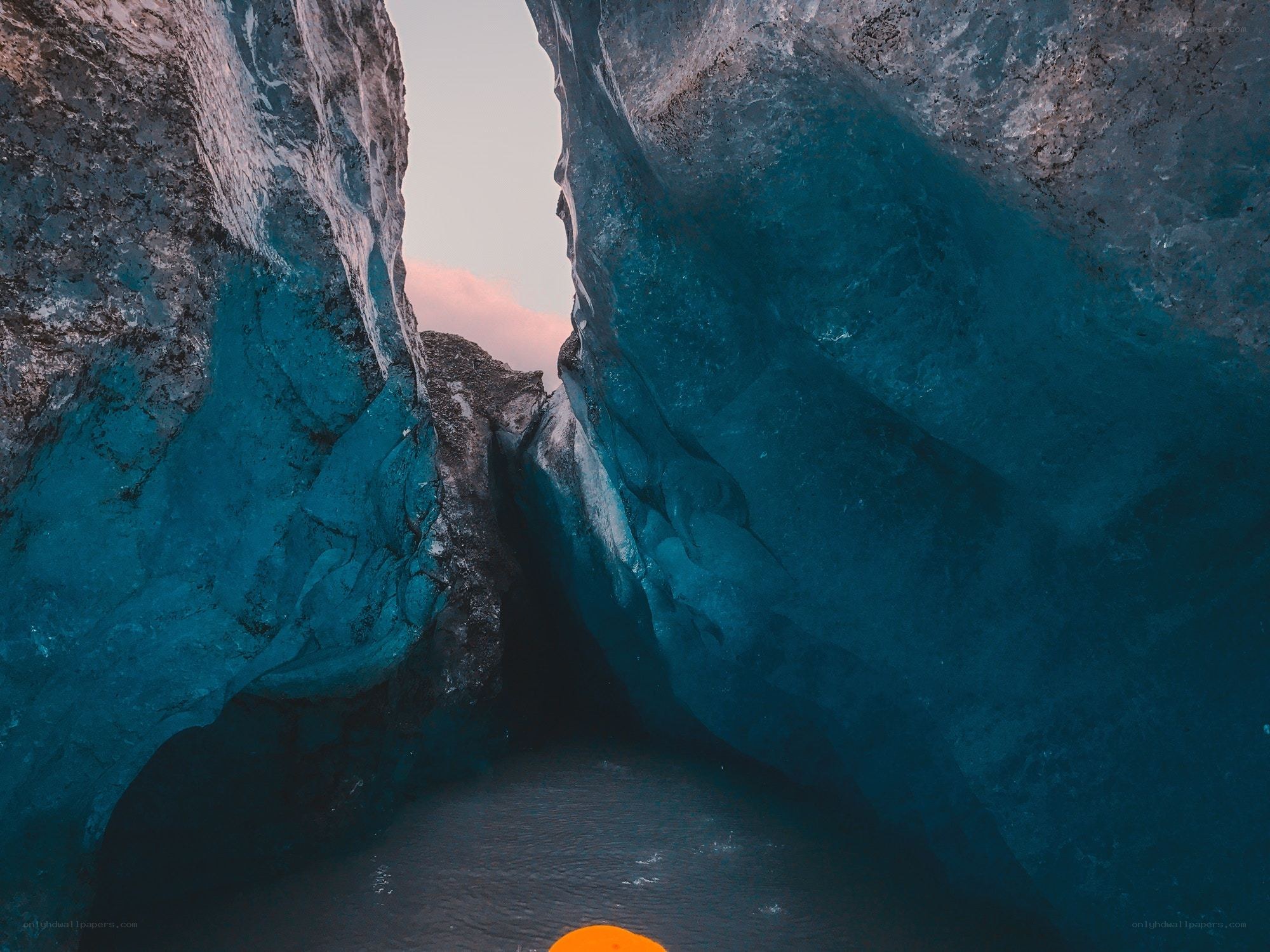 Ice cave with blue walls