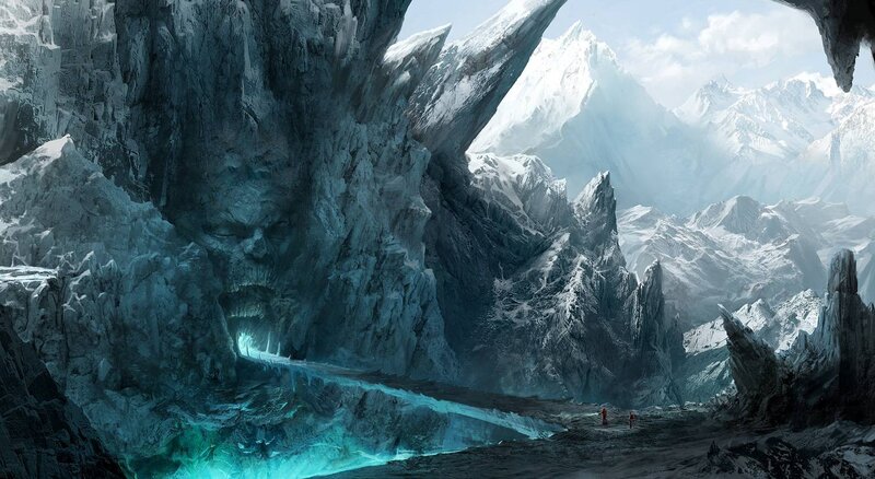 Ice Cave with Face — Blue