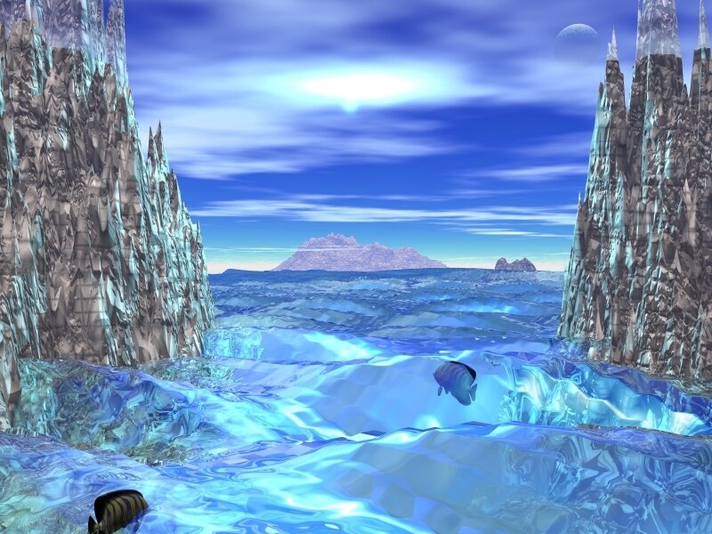 ice cave with fish