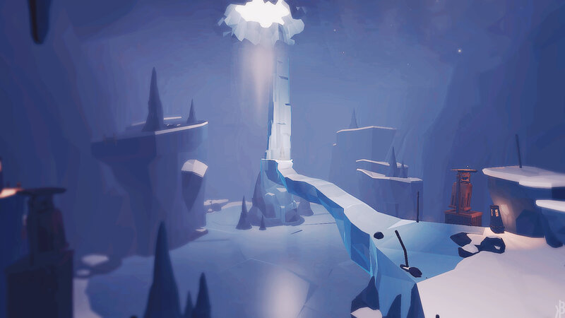 Ice Cave with Glowing Pillar