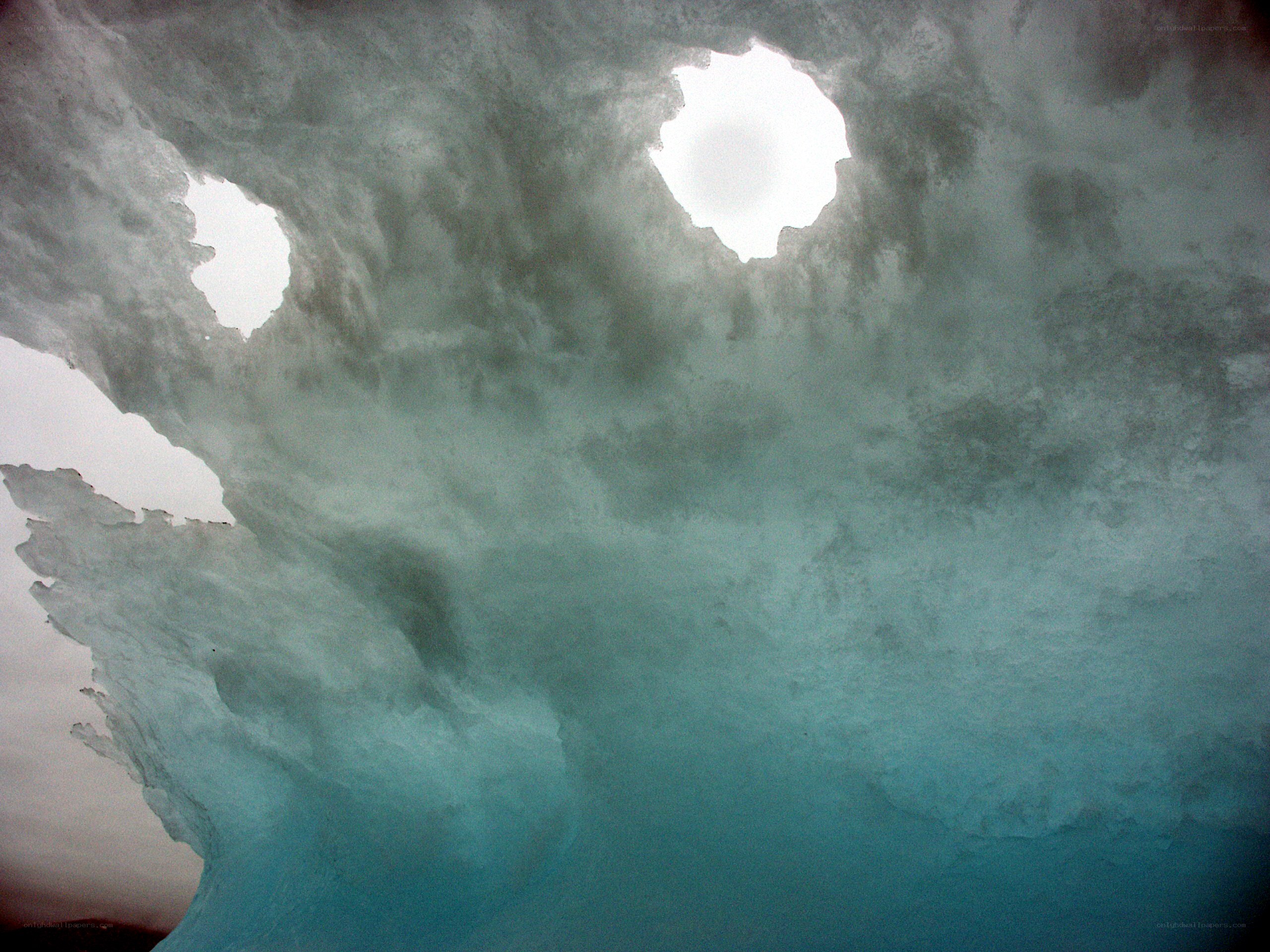 ice cave with light holes