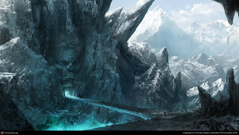 Ice Cave with Mountain View — Blue, Dramatic