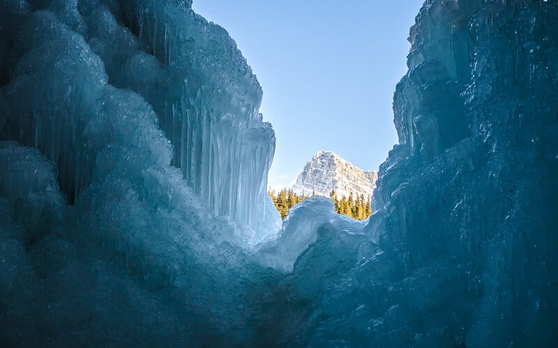 Ice Cave with Mountain View — Blue