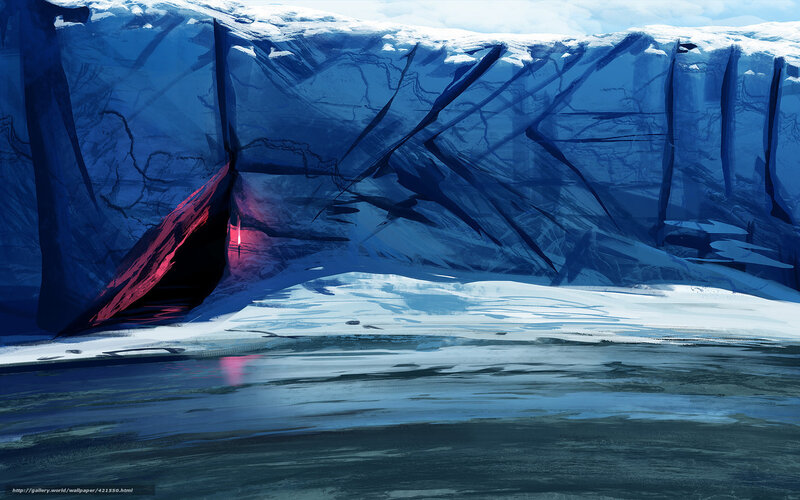 Ice cave with red light