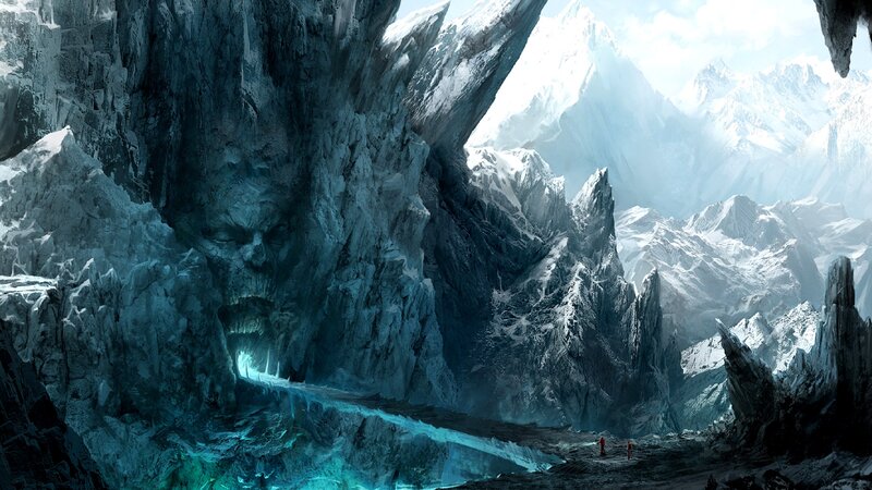 Ice Cave with Skull Face