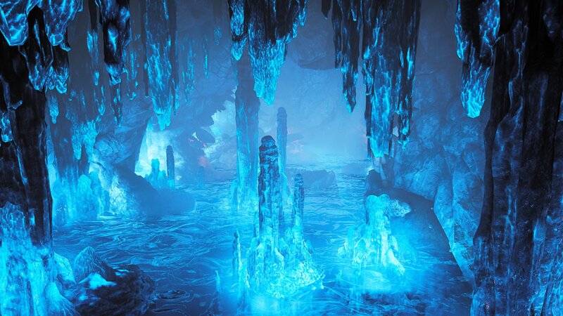 Ice Cave with Stalactites — Blue