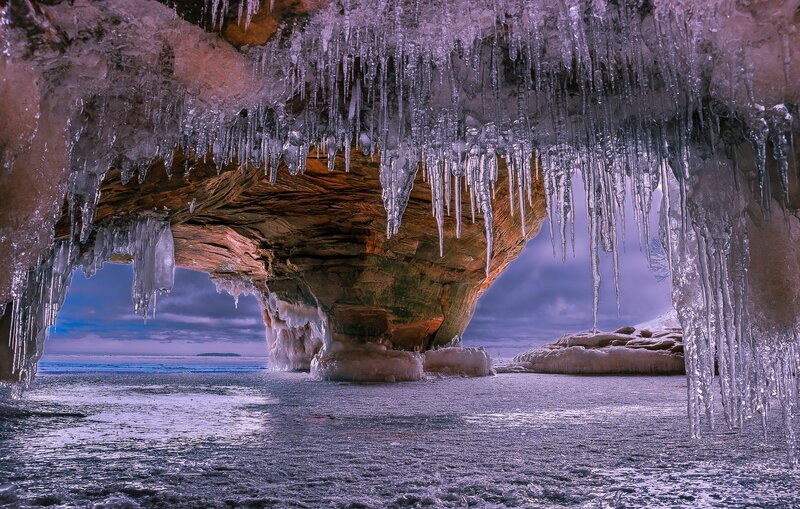 Ice Cave with Stalactites