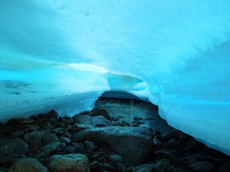 Ice cave with stream