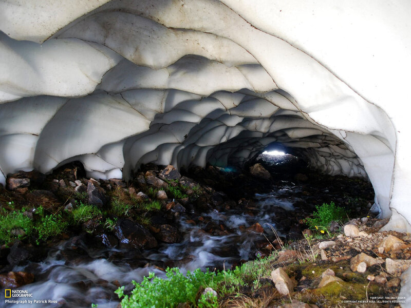 Ice cave with stream