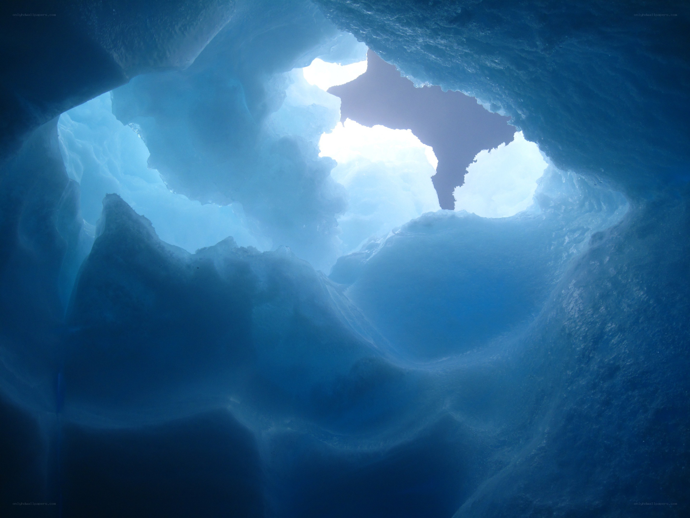 Ice cave with sunlight