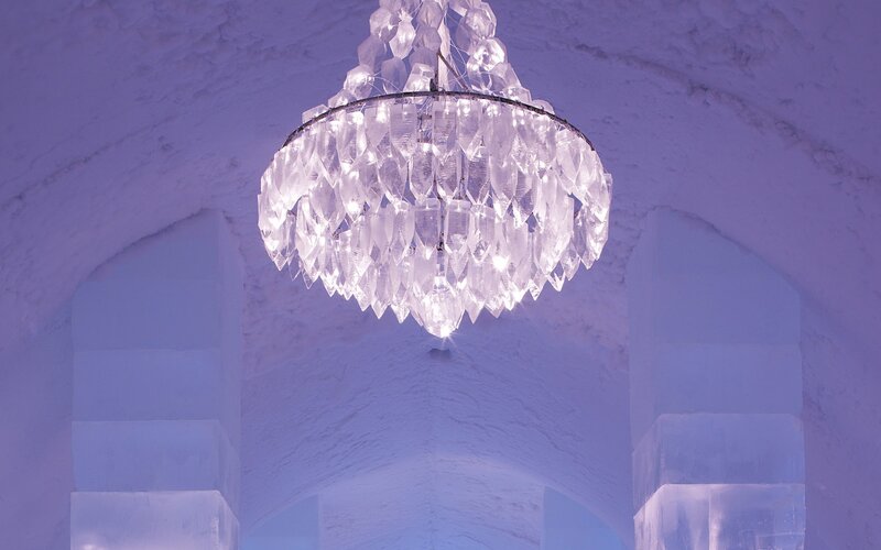 Ice Chandelier in Room — White