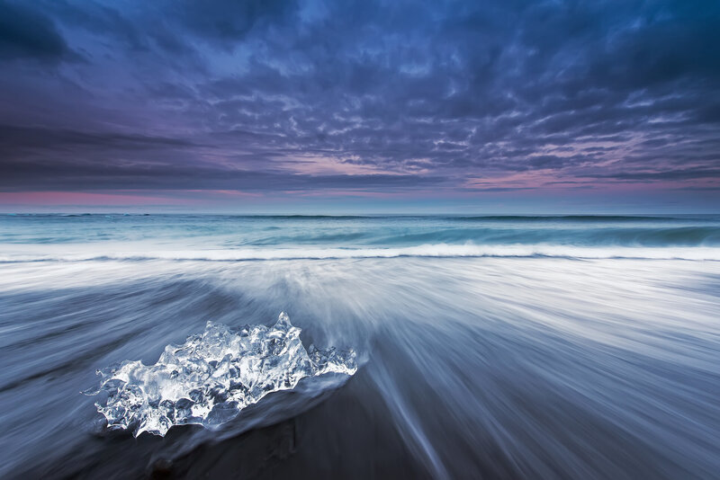 Ice Chunk on Beach — Blue