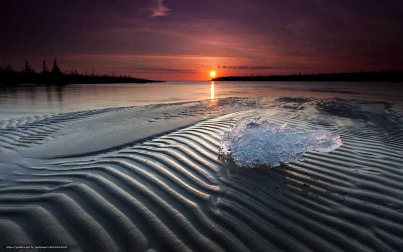 Ice Chunk on Rippled Sand