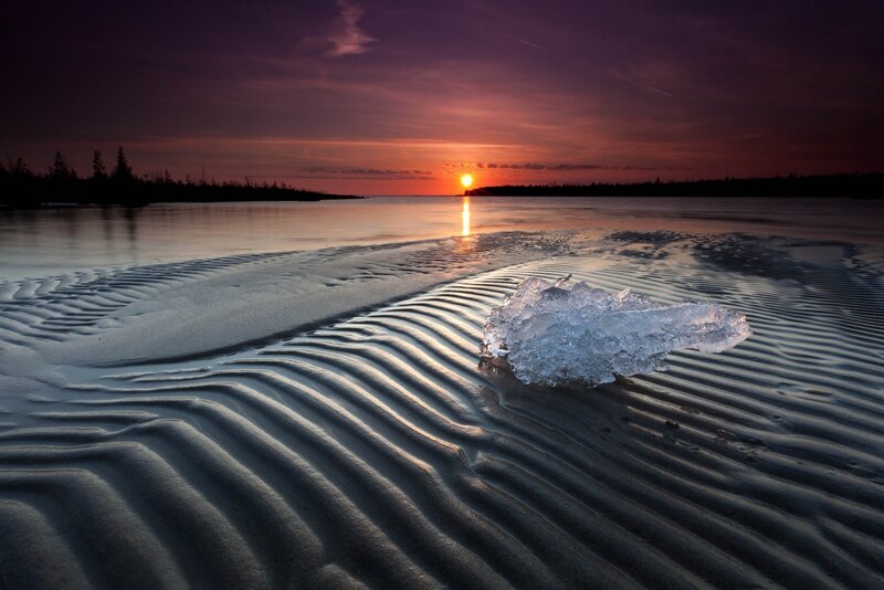 Ice Chunk on Sand — Purple, Serene