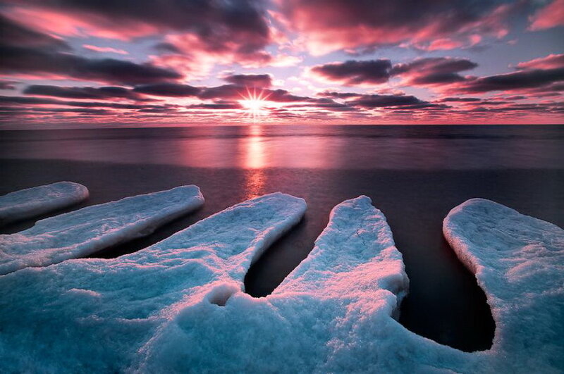Ice Chunks on Beach