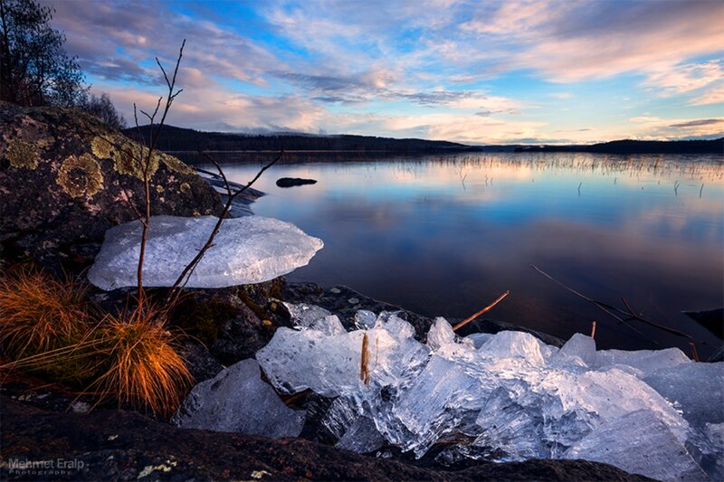 Ice Chunks on Lake Shore