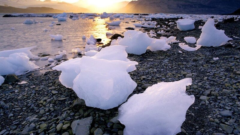 Ice Chunks on Pebble Beach