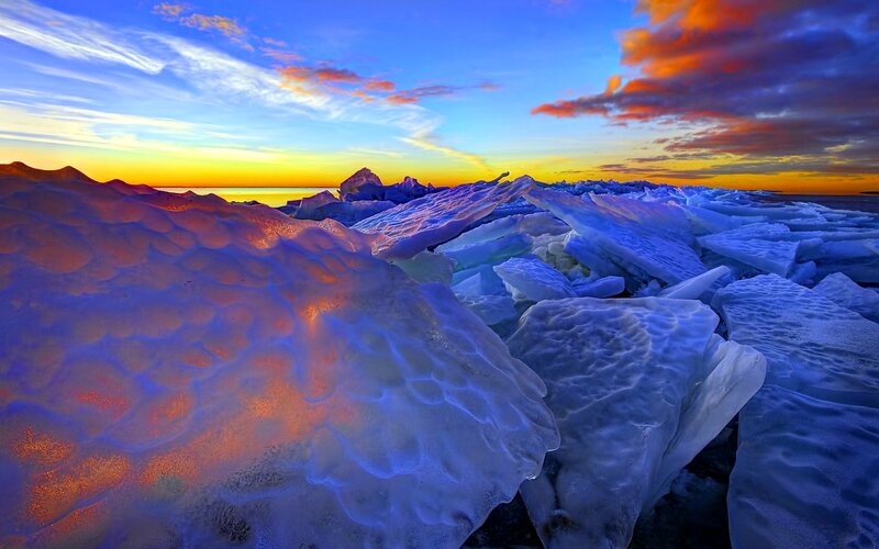 Ice Chunks on Shore — Blue