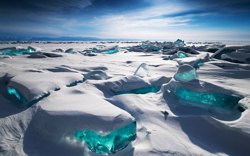 Ice Chunks on Snow